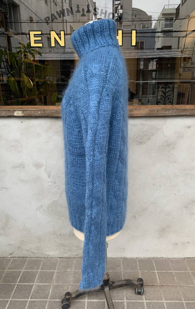 * unused *GUCCI* Gucci * knitted * sweater *ta-toru* neck * blue *moheya* silk * men's * gentleman * size *M*