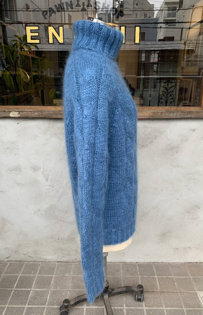 * unused *GUCCI* Gucci * knitted * sweater *ta-toru* neck * blue *moheya* silk * men's * gentleman * size *M*