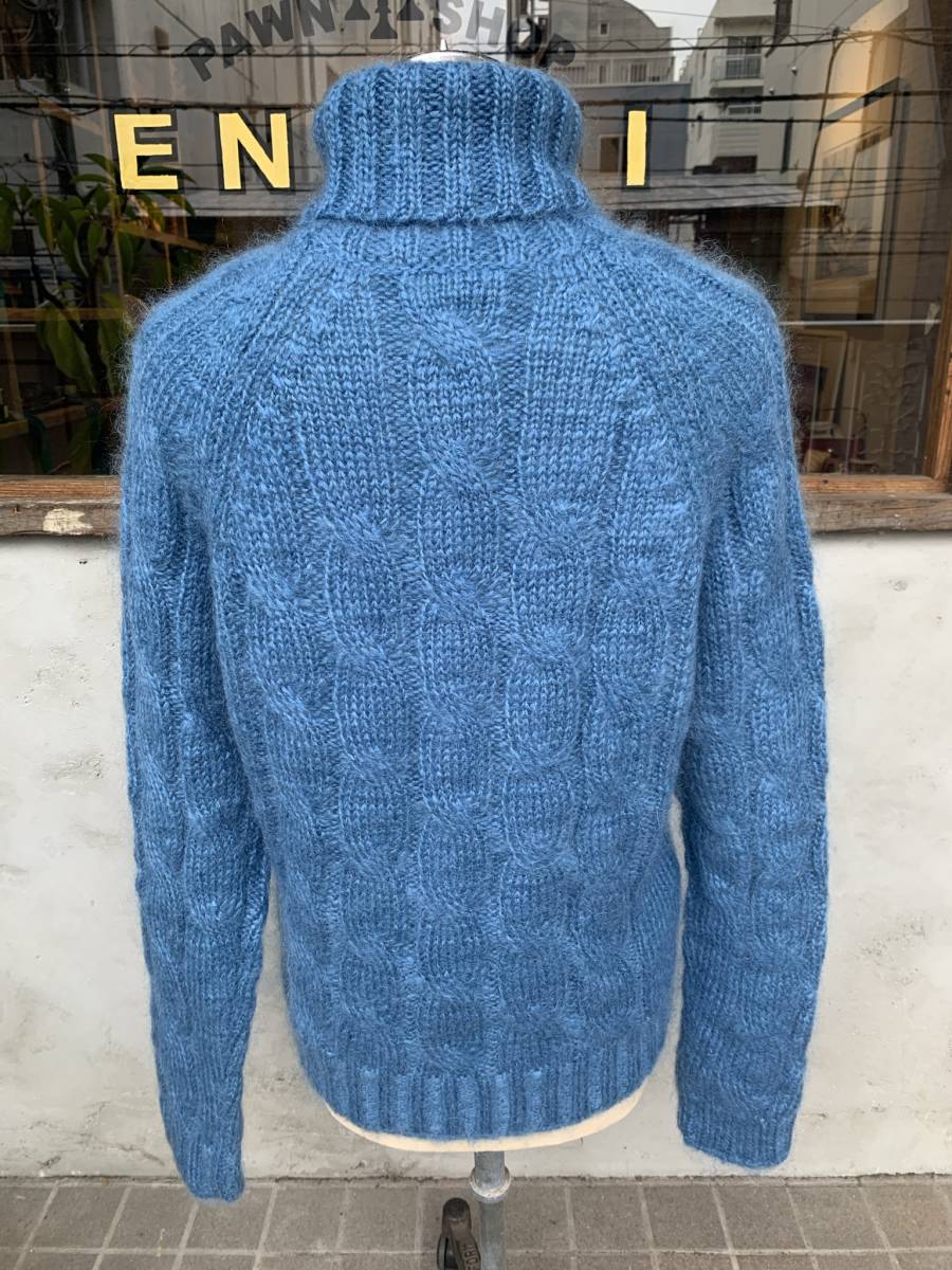 * unused *GUCCI* Gucci * knitted * sweater *ta-toru* neck * blue *moheya* silk * men's * gentleman * size *M*