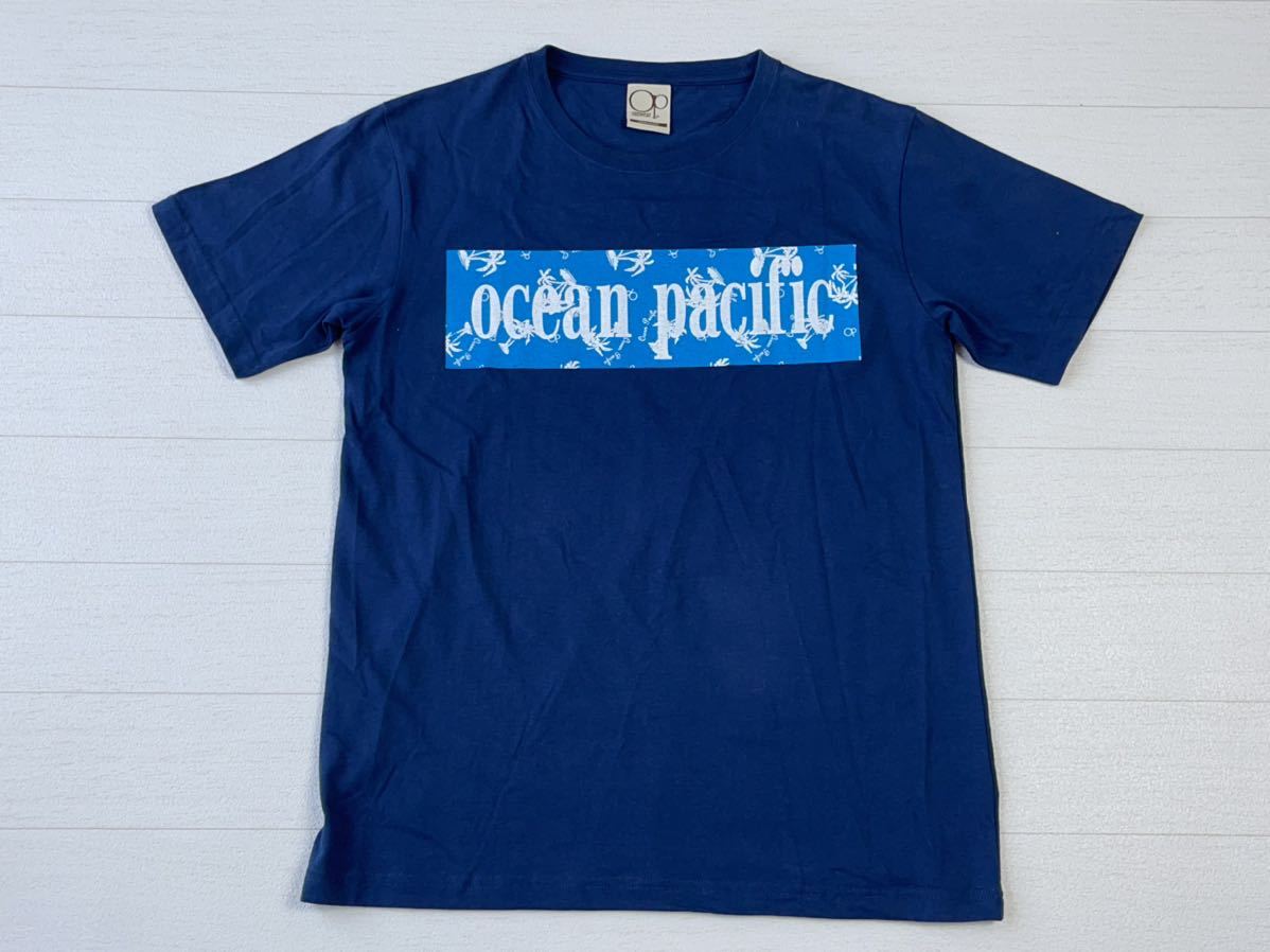 ☆送料無料☆ Ocean Pacific オーシャンパシフィック 古着 半袖 ロゴプリント Tシャツ メンズ XL ネイビー トップス 中古 即決_画像2