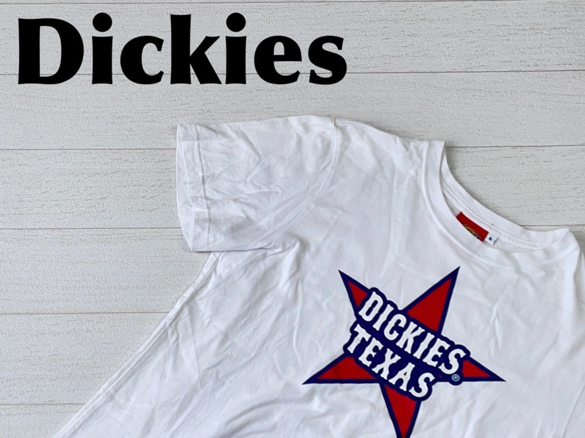 ☆送料無料☆ Dickies ディッキーズ 古着 半袖 プリント Tシャツ メンズ S ホワイト トップス 中古 即決_画像1