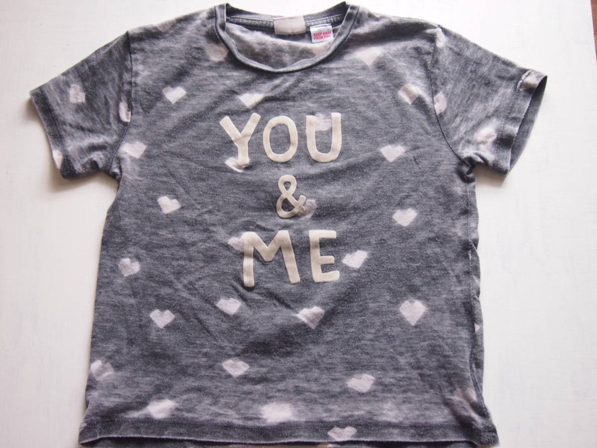 I285 ZARA ザラ 104cm 男の子 女の子 プリントTシャツ Tシャツ ロゴTシャツ キッズ KIDS グレー ハート ブランド別 | dasolpangasinan.gov.ph