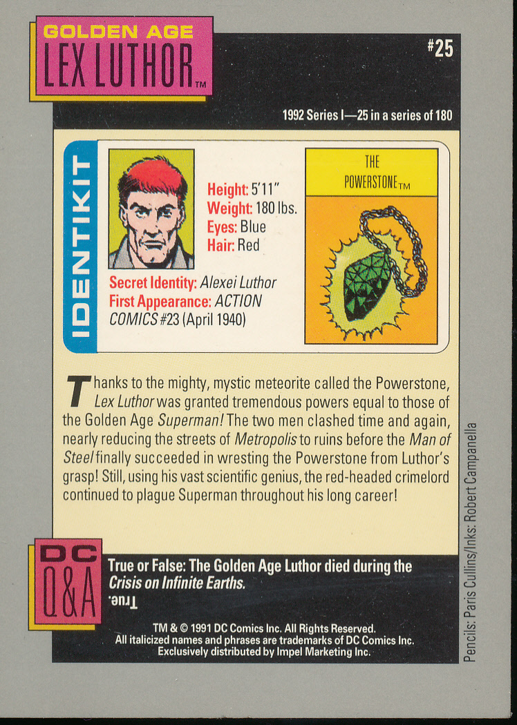 トレカ/DCコミック トレーディング カード DC Comics 025 レックス
