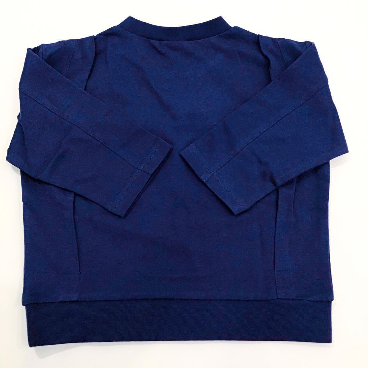 【新品未使用】BLUEU AZUR ブルーアズール 130cm 七分袖　Tシャツ　リオ　rio ネイビー　ストライプ　ポケット　切り替え　紺色　シンプル