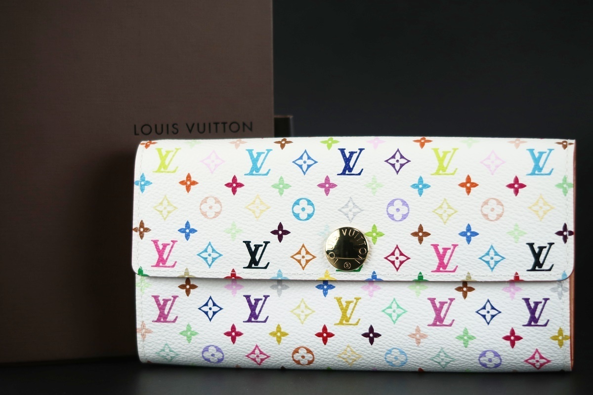 【新品同様・未使用】LOUIS VUITTON ヴィトン モノグラム マルチカラー ポルトフォイユ・サラ 二つ折り長財布 ホワイト系【IM44】_画像1