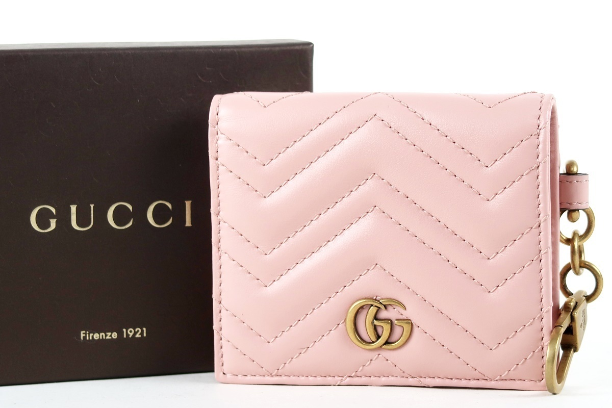 【新品同様・未使用】GUCCI グッチ GG マーモント 二つ折り財布 札入れ カードケース 546579・2184【JE77】