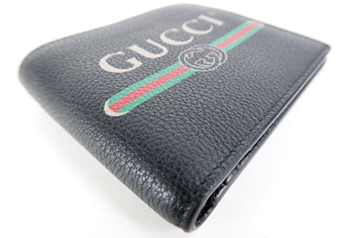 【新品・未使用】GUCCI グッチ イタリア製 二つ折り財布 ブランドウォレット ブラック 496316・203887【FG62】_画像4