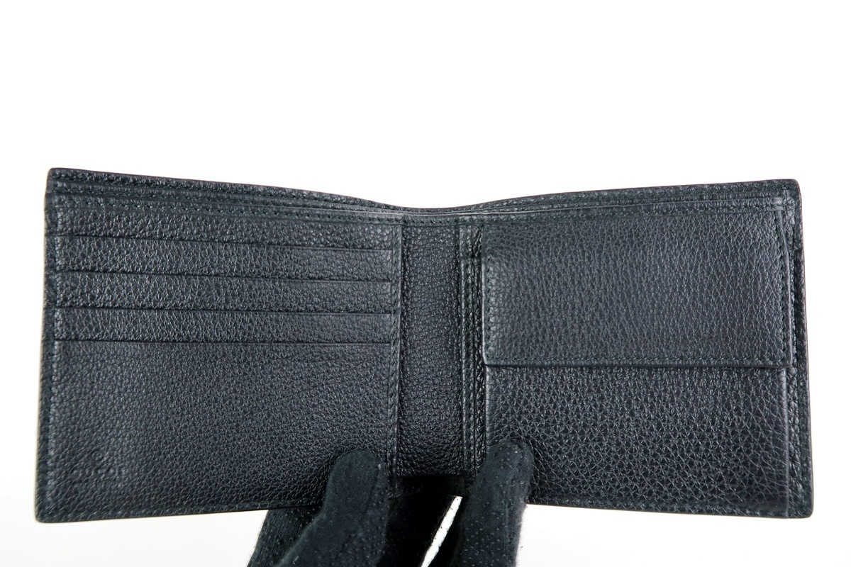 【新品・未使用】GUCCI グッチ イタリア製 二つ折り財布 ブランドウォレット ブラック 496316・203887【FG62】_画像7