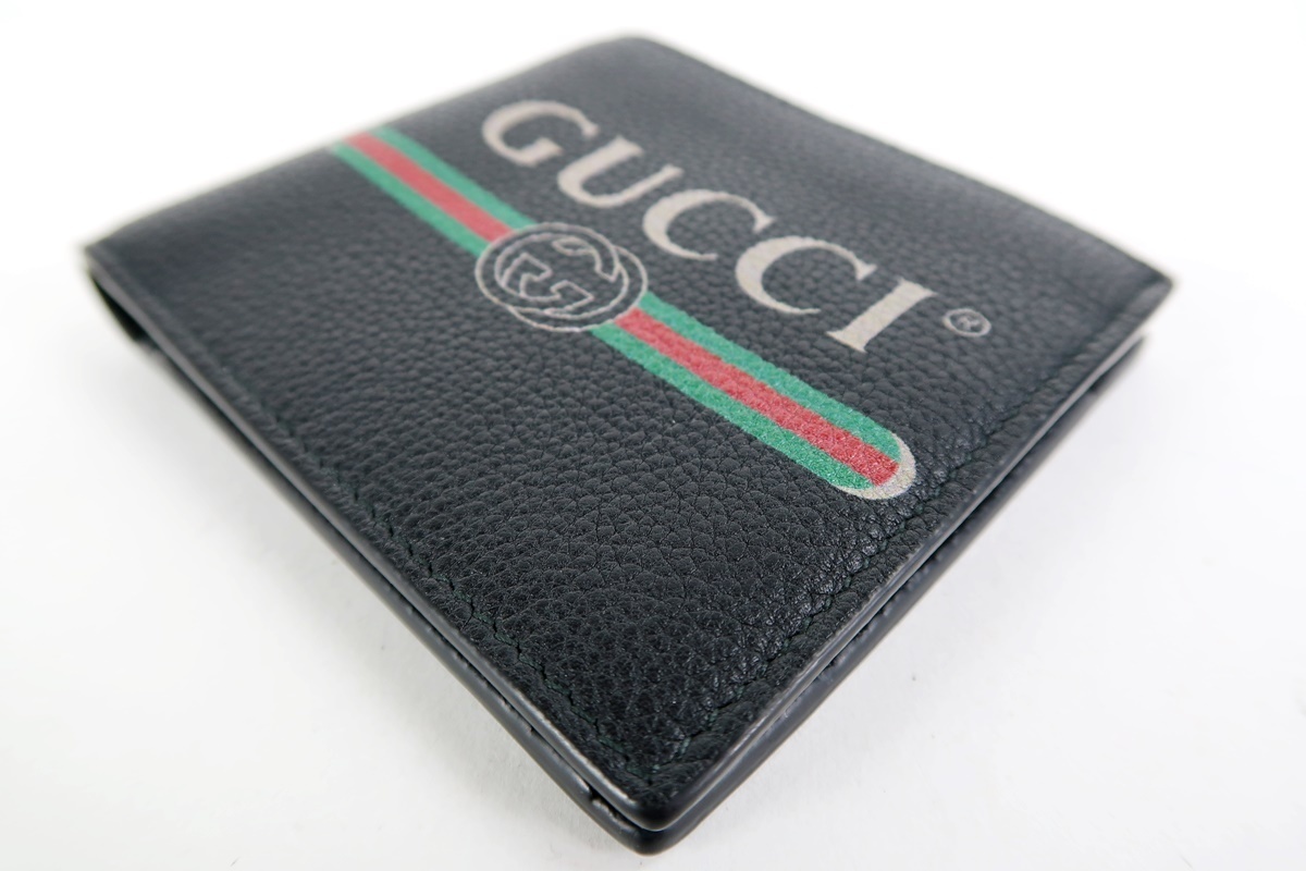 【新品・未使用】GUCCI グッチ イタリア製 二つ折り財布 ブランドウォレット ブラック 496316・203887【FG62】_画像5
