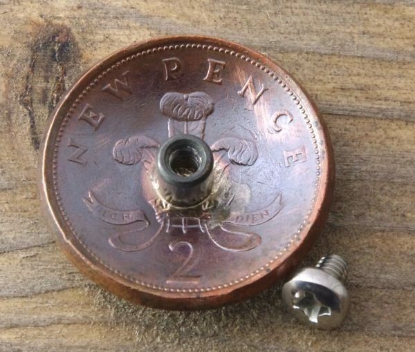 〓コンチョ ネジ式　イギリス　2ペンス　エリザベス　25mm コイン ボタン_画像2