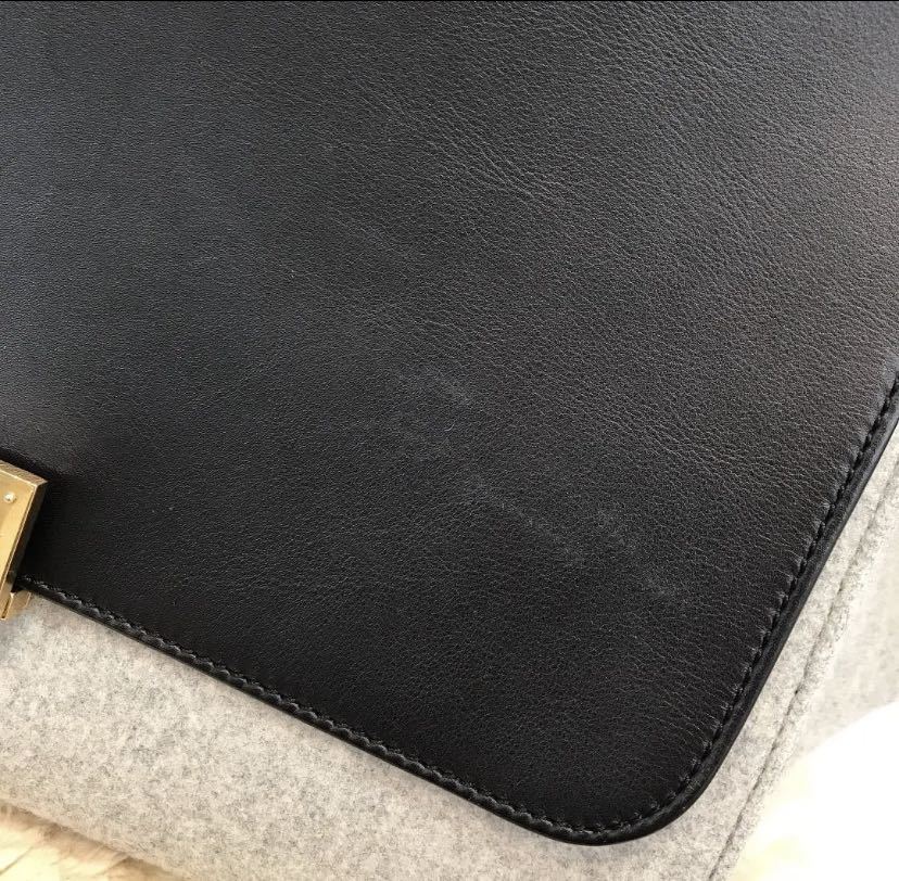 美品 CELINE セリーヌ トラペーズ 2wayバッグ 黒xグレー ショルダー