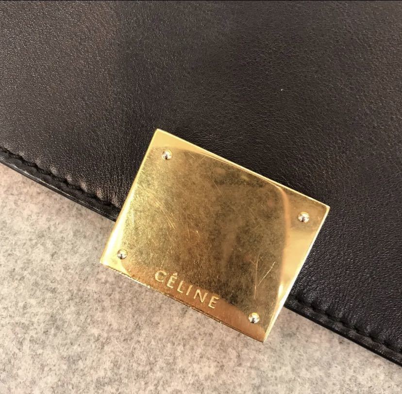 ☆美品☆CELINE セリーヌ トラペーズ 2wayバッグ 黒xグレー　ショルダーバッグ_画像9