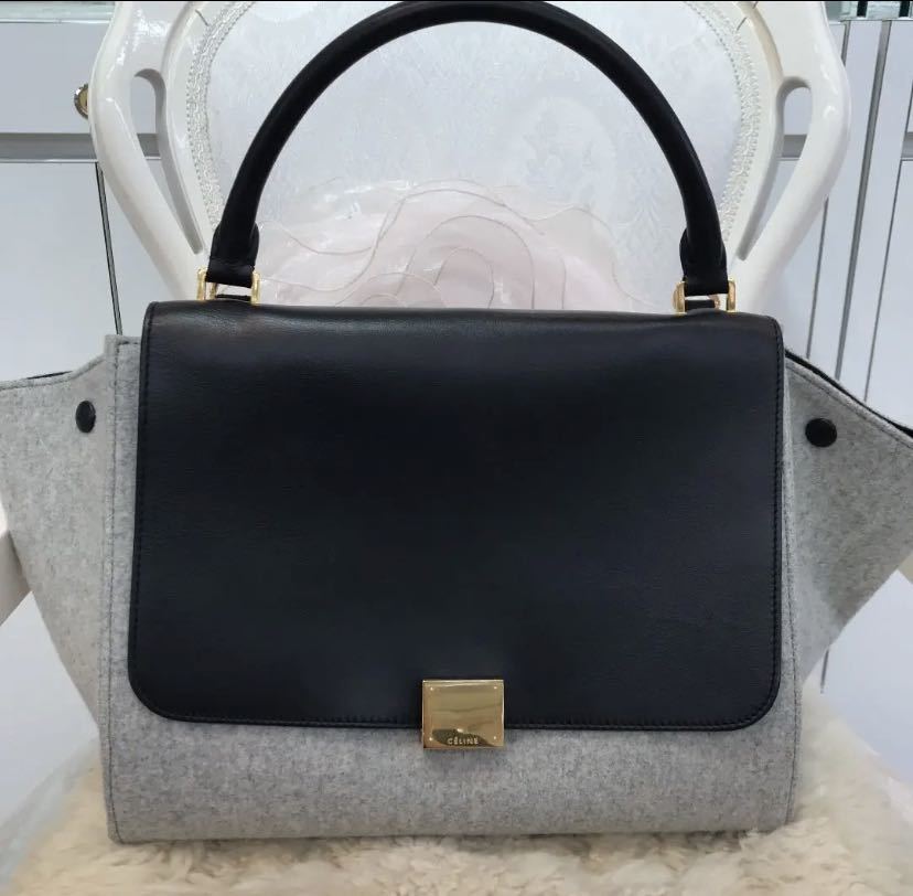 ☆美品☆CELINE セリーヌ トラペーズ 2wayバッグ 黒xグレー　ショルダーバッグ_画像2