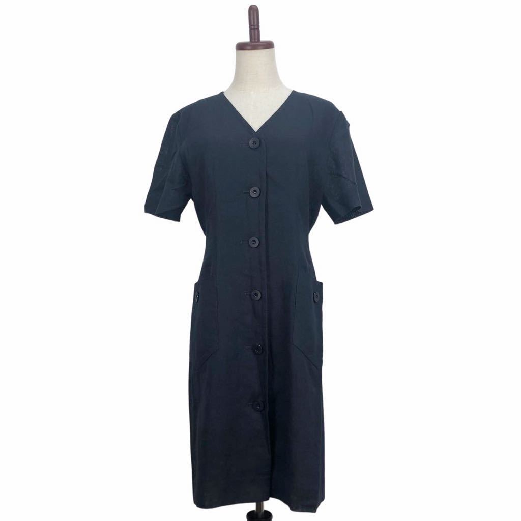 【在庫有】 美品 YVES Vintage SAINT イヴサンローラン レディース ネイビー リネン 半袖 ワンピース ドレス 36表記 LAURENT その他 【在庫有】 美品 YVES Vintage SAINT イヴサンローラン レディース ネイビー リネン 半袖 ワンピース ドレス 36表記 LAURENT その他