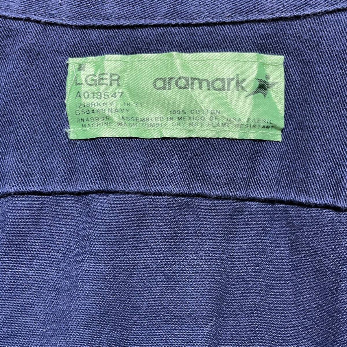 《メキシコ製》aramark アラマーク 紺☆ワークシャツ XL パッチ刺繍_画像10