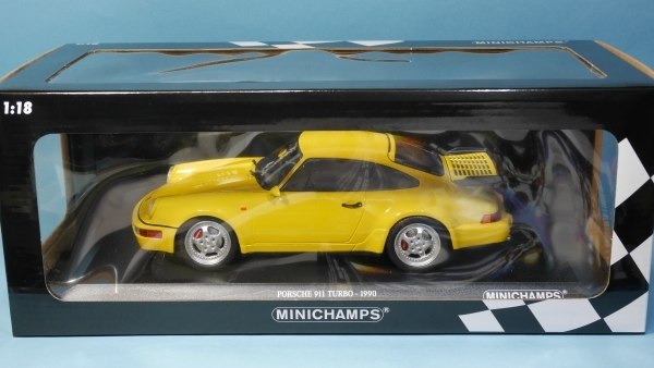 PMAミニチャンプス 1/18 ポルシェ911ターボ「タイプ964」1990 イエロー_画像1