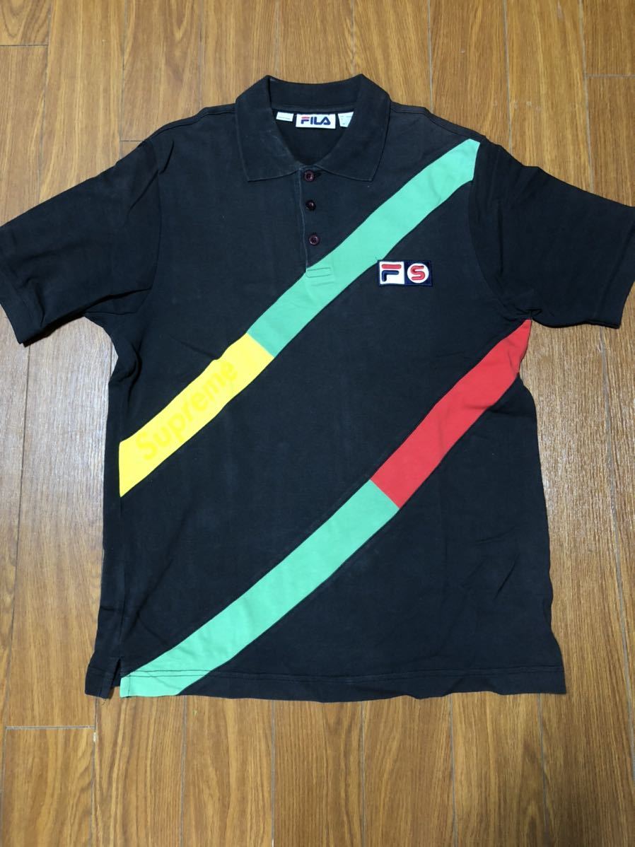 ヒート 限定コラボ!Supreme×FILA半袖ポロシャツM/別注シュプリーム