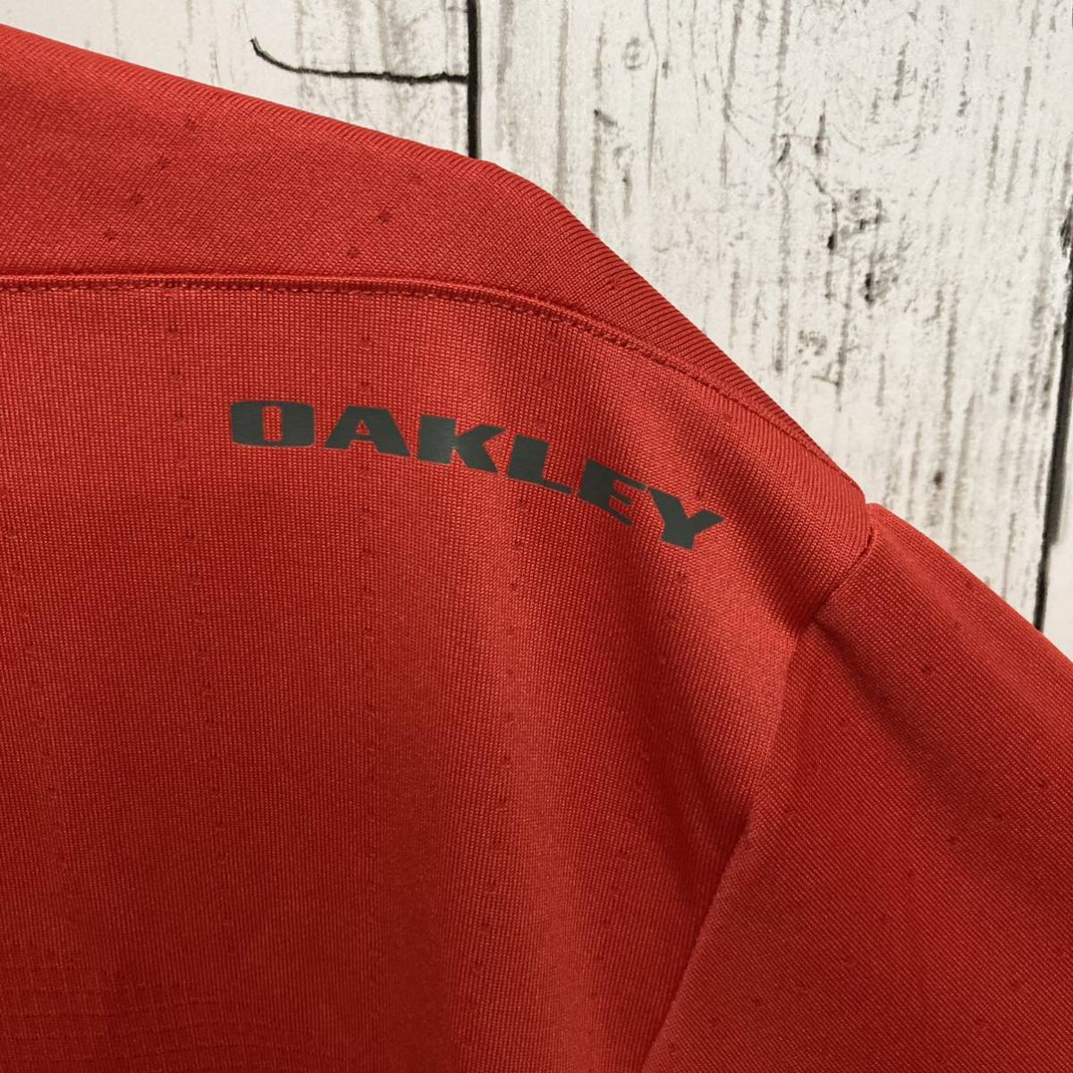 【OAKLEY】 オークリー スカル ゴルフ メンズ 半袖ポロシャツ L/Gサイズ 赤 送料無料!