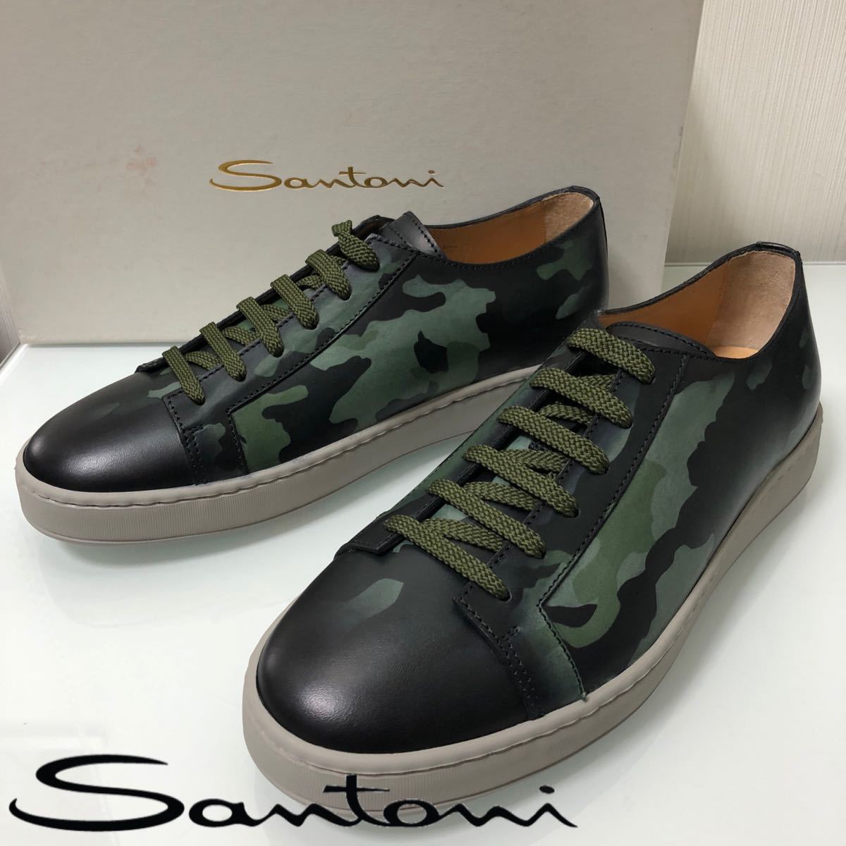 大人気商品 santoni ☆ サントーニ スニーカー レザーカモフラ
