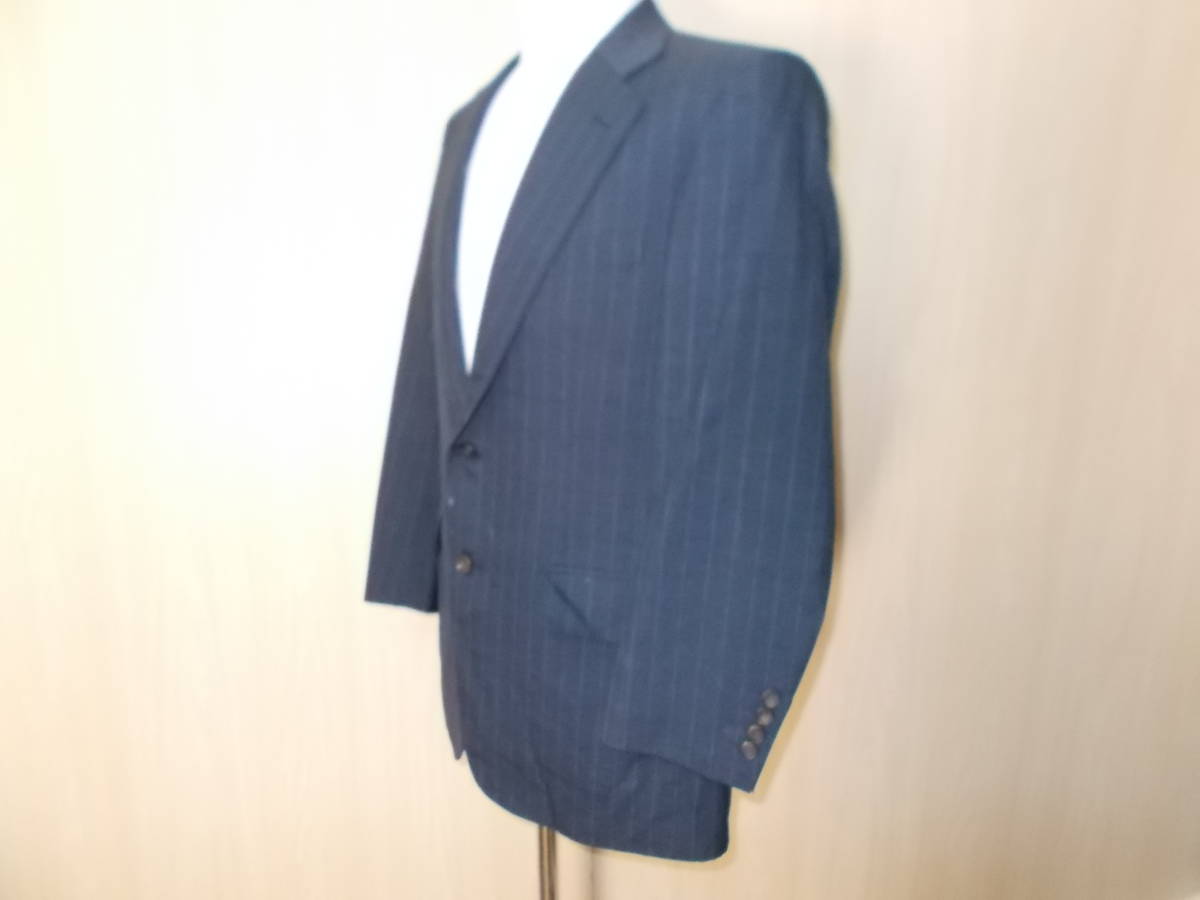 f60*\'Burberrys\' tailored jacket * Burberry sizeA5 dark gray stripe wool 100% made in Japan three . association unlined in the back side Benz 3F