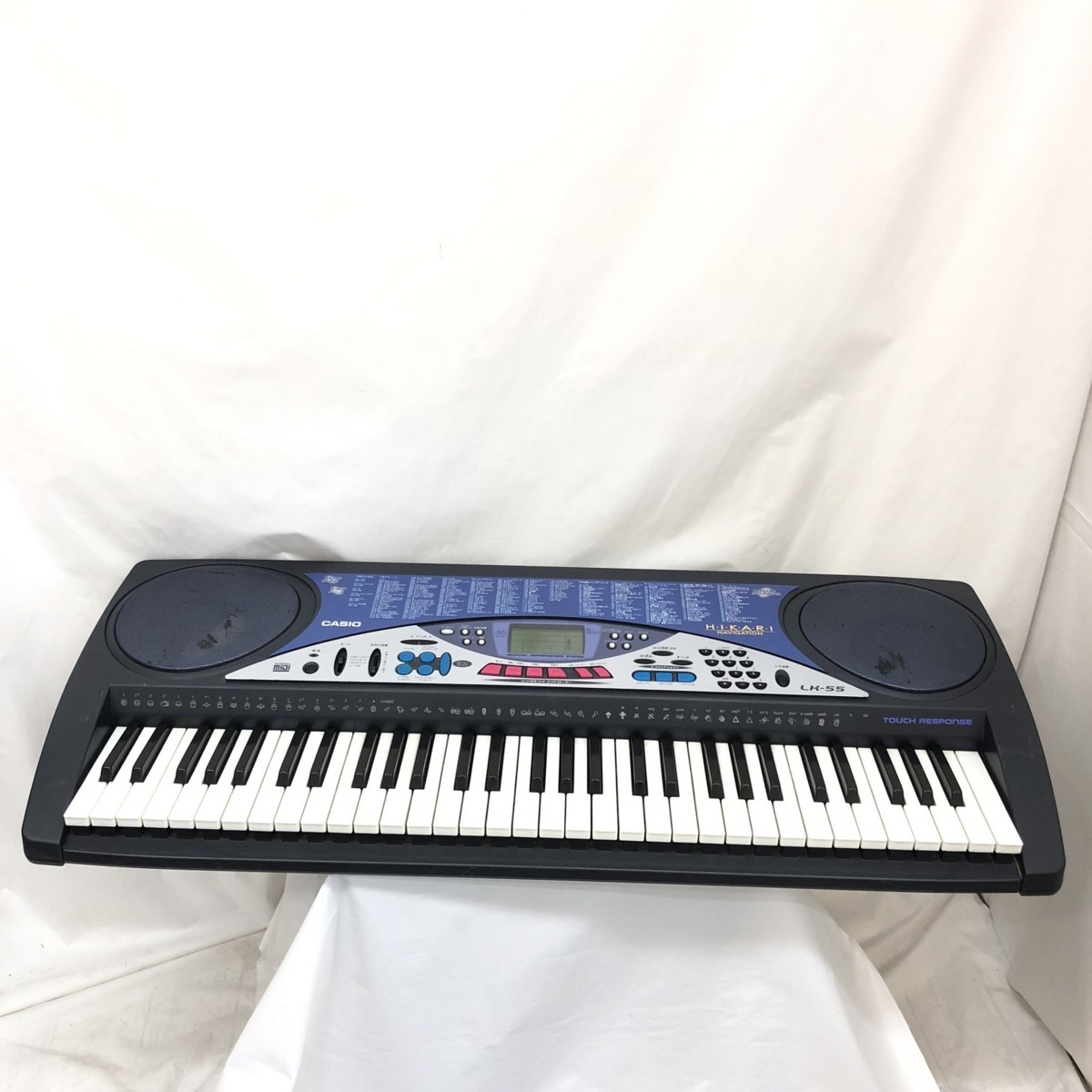 ●日本正規品● カシオ CASIO 中古 電子キーボード H15251 アダプター付き 鍵盤楽器 電子ピアノ 光ナビゲーション ダークネイビー系 61鍵盤 LK-55 カシオ