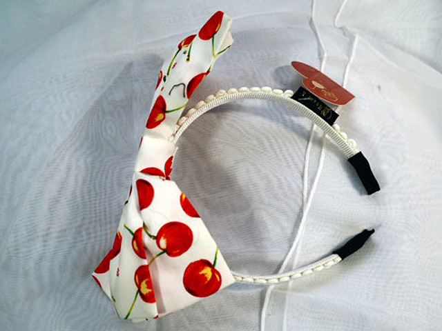  new goods unused Heart E ribbon Katyusha * white & apple *0604