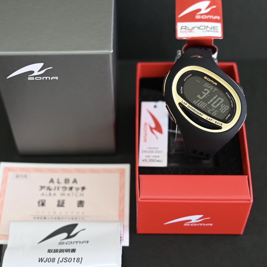 SEIKO SOMA ランナーズウォッチ ブラック ラージサイズ DWJ08-0001 ストップウォッチ ラップタイム メンズ腕時計★プレゼントにも最適_画像3