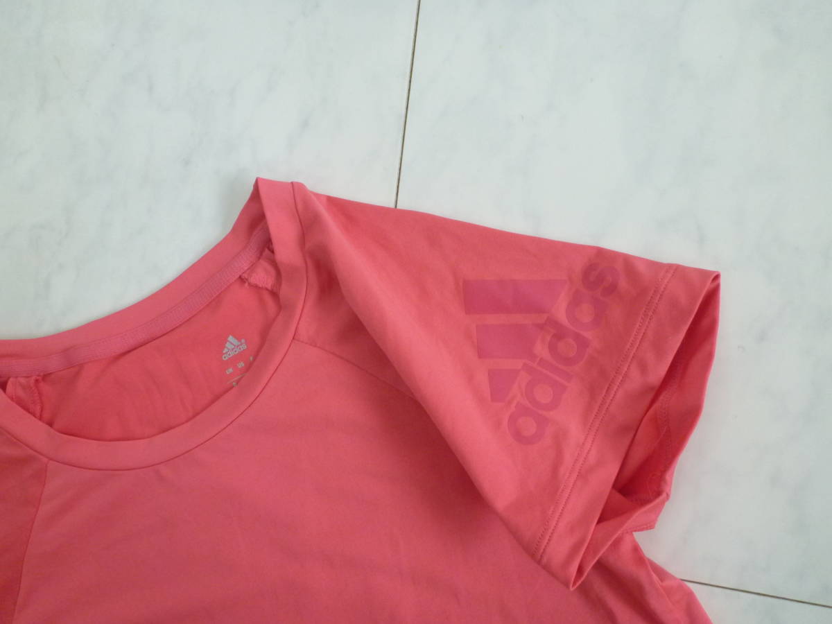 美品 adidas　アディダス ★　ピンク　ランニング　Tシャツ　S　レディース　スリットあり_画像3
