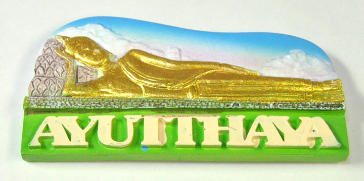 タイのマグネット 涅槃仏 アユタヤー ワットロカヤスタ 緑 磁石 アジアン雑貨 MGNT21529-2_画像1
