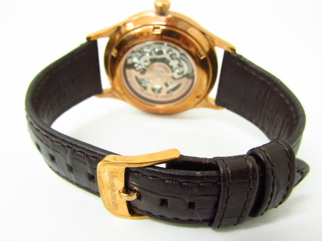 EMPORIO ARMANI Emporio Armani MECCANICO AR-1920 skeleton self-winding watch wristwatch leather belt!AC20263