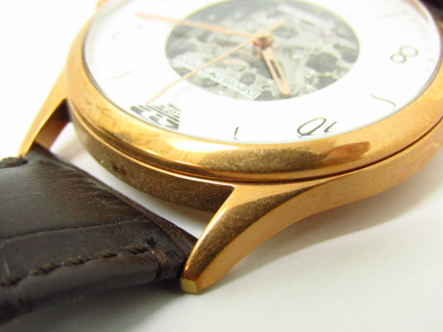 EMPORIO ARMANI Emporio Armani MECCANICO AR-1920 skeleton self-winding watch wristwatch leather belt!AC20263