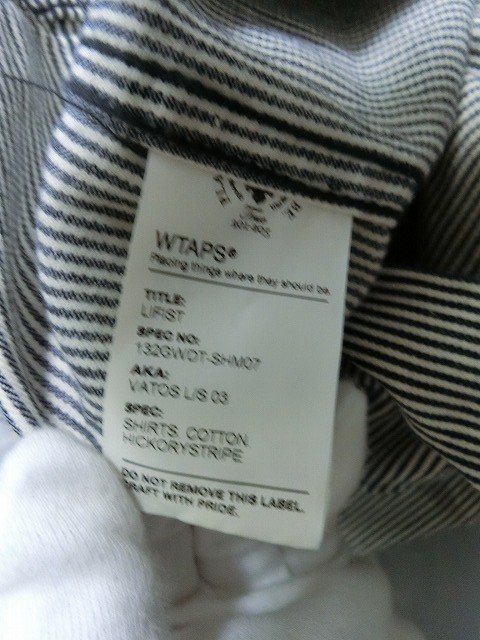 wtaps VATOS L/S ヒッコリー シャツ 長袖 M ホワイトxネイビー #132GWDT-SHM07 ダブルタップス_画像5