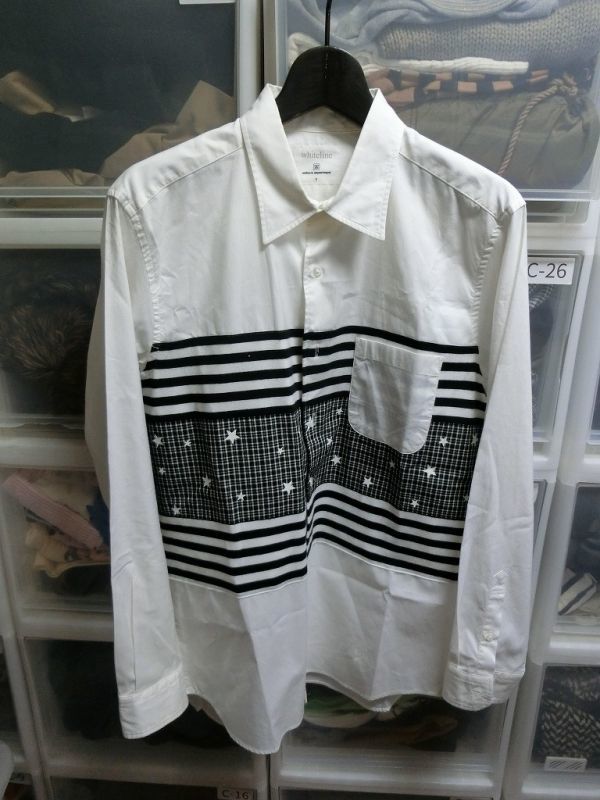 uniform experiment white line FABRIC MIX REGULAR SHIRT シャツ 長袖 3 ホワイト #UE-160028 ユニフォームエクスペリメント SOPH ソフ