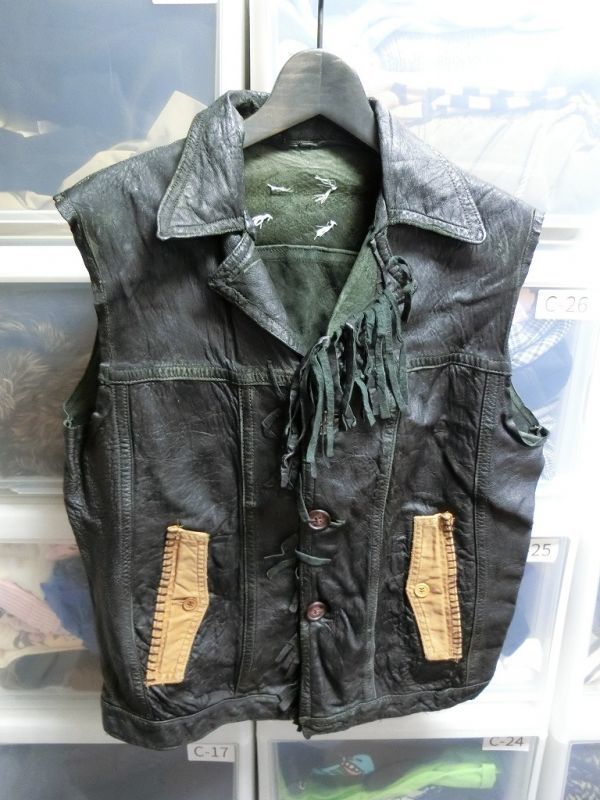 Martin Margiela ワンオフ レザー ベスト ブラック マルタンマルジェラ