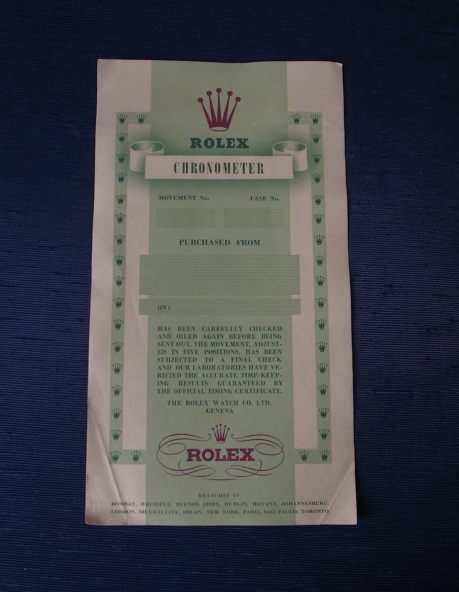 希少 50s ロレックス クロノメーター 保証書 www.tremoloweb.hu