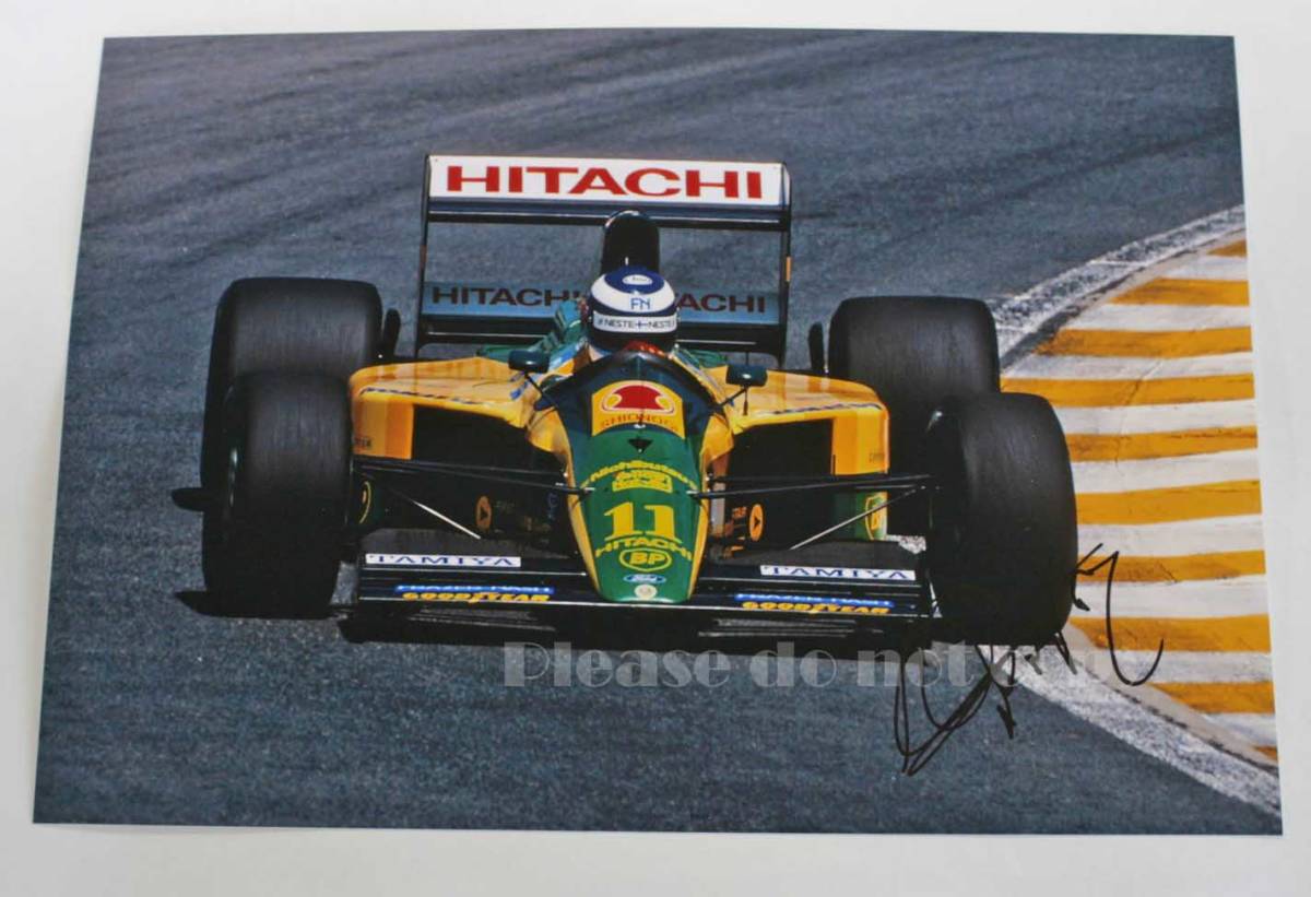 F1 Mika Pauli Hkkinen Team Lotus 102B チーム・ロータス ミカ・ハッキネン 直筆サイン フォト_画像2