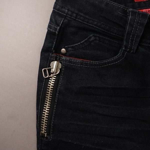  снижение цены *USED*REDPEPPER/ красный перец /RED LABEL/25/S соответствует / Zip дизайн / помятость обработка обтягивающий джинсы брюки / индиго / casual 
