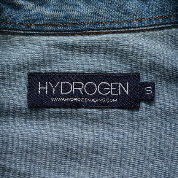  price decline! beautiful goods *HYDROGEN/ Hydrogen /S/ damage processing Denim shirt / long sleeve / all season / bleach processing 