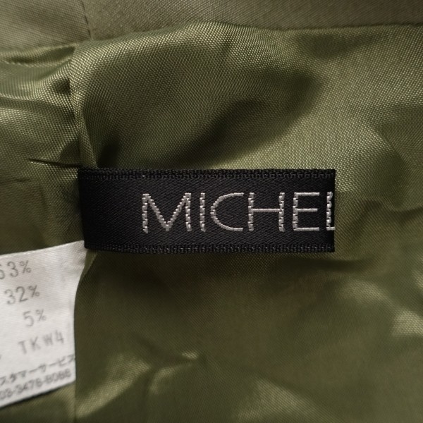 値下☆定価1.5万!新品未使用*MICHEL KLEIN/ミッシェルクラン/40/L相当/日本製タックフレアスカ－ト/カーキ/緑色系/上品/シンプル_画像3