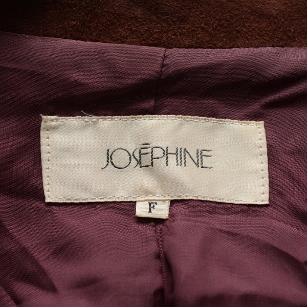 値下!訳あり特価!USED*Josephine/ジョセフィーヌ/M～Lサイズ相当/日本製山羊革スウェードレザーシャツジャケット/茶/ブラウン_画像3