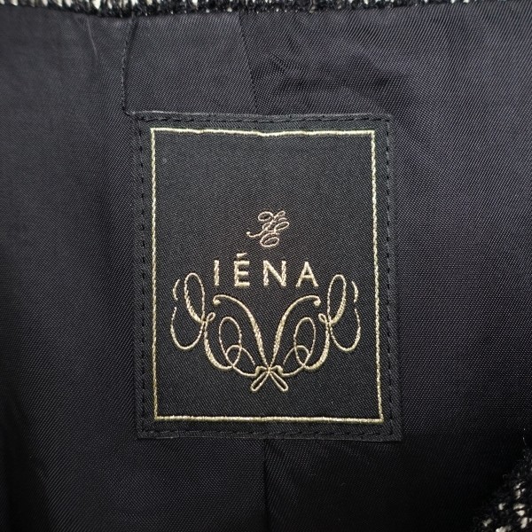 USED*IENA/ Iena /M size corresponding / made in Japan tweed no color coat / outer / feather weave / black / black / Schic / on goods /femi person /tei Lee /....