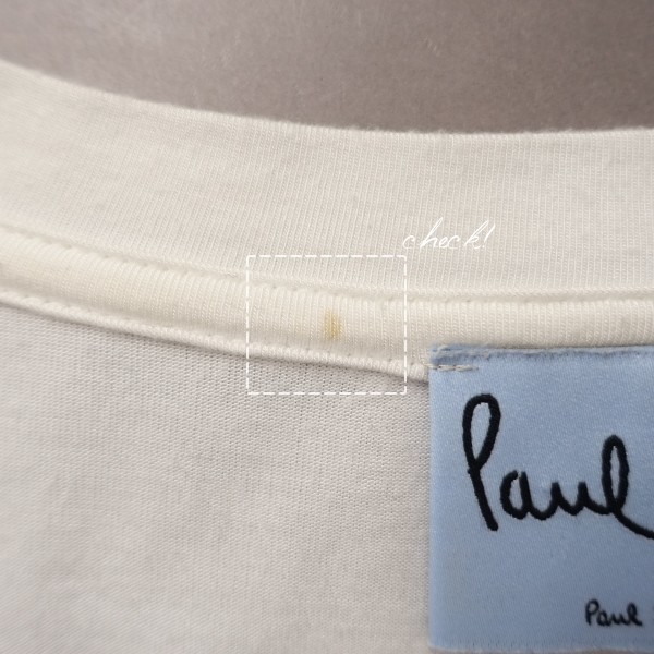 値下☆訳あり特価!USED*Paul Smith BLACK LABEL/ポールスミス ブラックレーベル/M/半袖リボンカットソー/オフホワイト/白/カジュアル_画像8