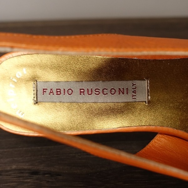 値下☆美品*FABIO RUSCONI/ファビオルスコーニ/37/23.5相当/イタリア製バックストラップ/ポインテッドトゥパンプス/オレンジ/華やか/ミセス_画像4