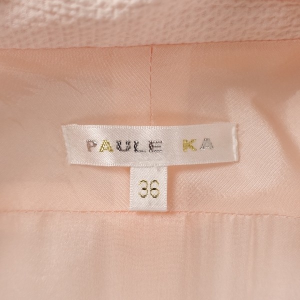 USED*PAUL KA/ポールカ/36/S相当/ステッチ刺しゅう/ショート丈コットンジャケット/上着/羽織/薄ピンク/上品/フェミニン/デイリー/お出掛け_画像4