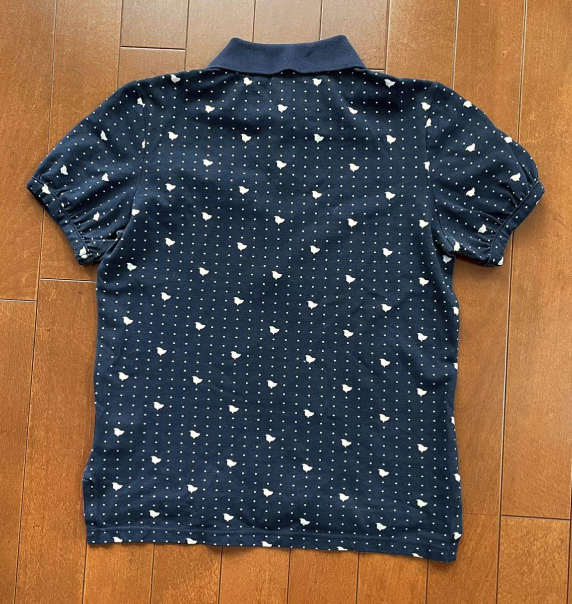 ★birdie バーディー★ネイビーカラーに小鳥の柄が可愛い！レディースストレッチ半袖ポロシャツ/S_画像2
