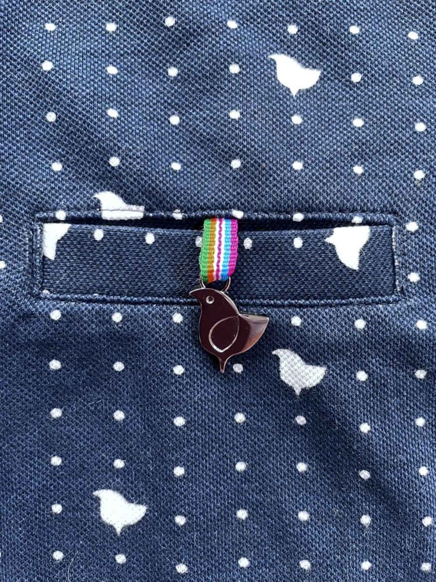 ★birdie バーディー★ネイビーカラーに小鳥の柄が可愛い！レディースストレッチ半袖ポロシャツ/S_画像4