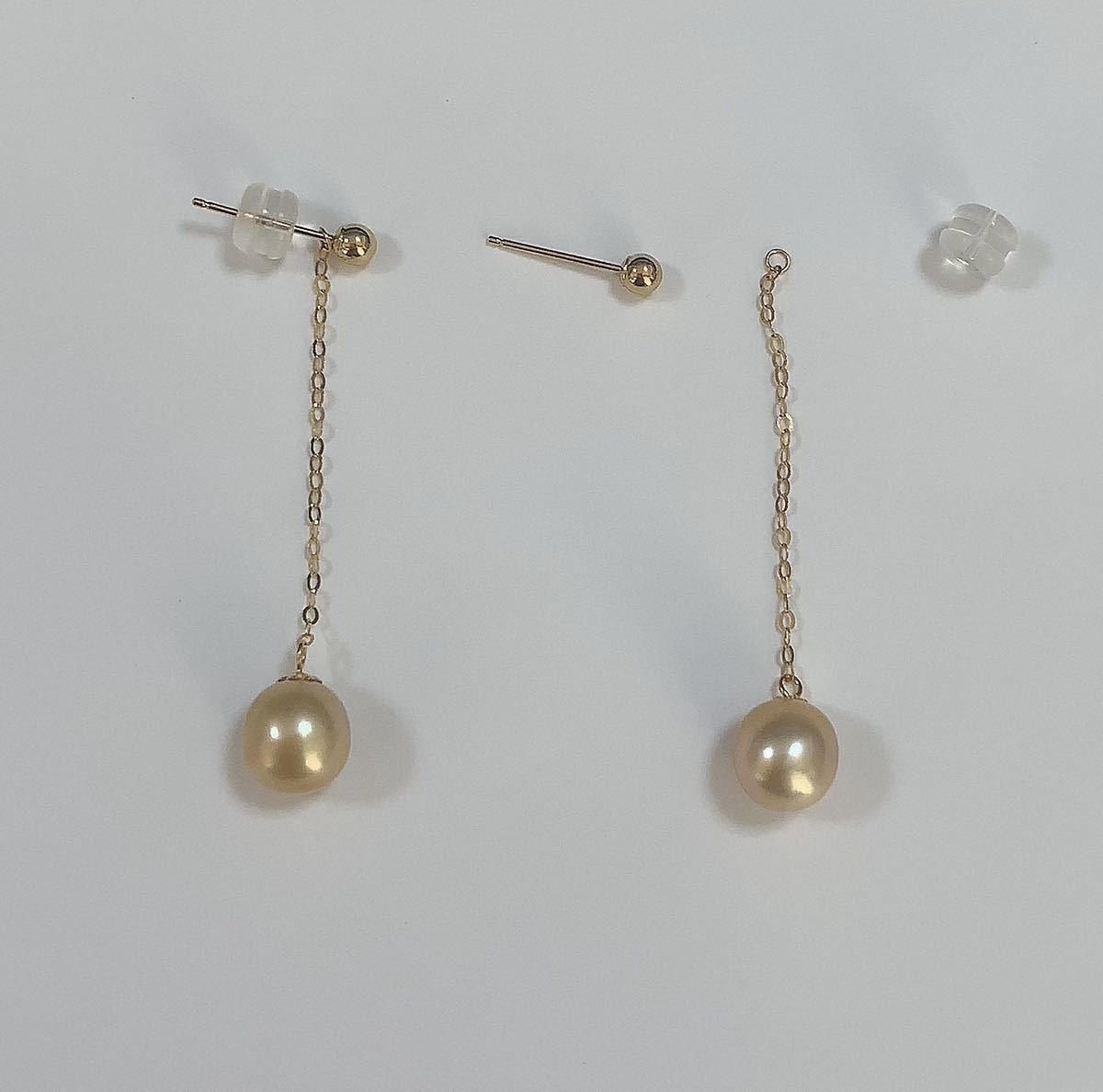K18 south . White Butterfly pearl long earrings american earrings 2way