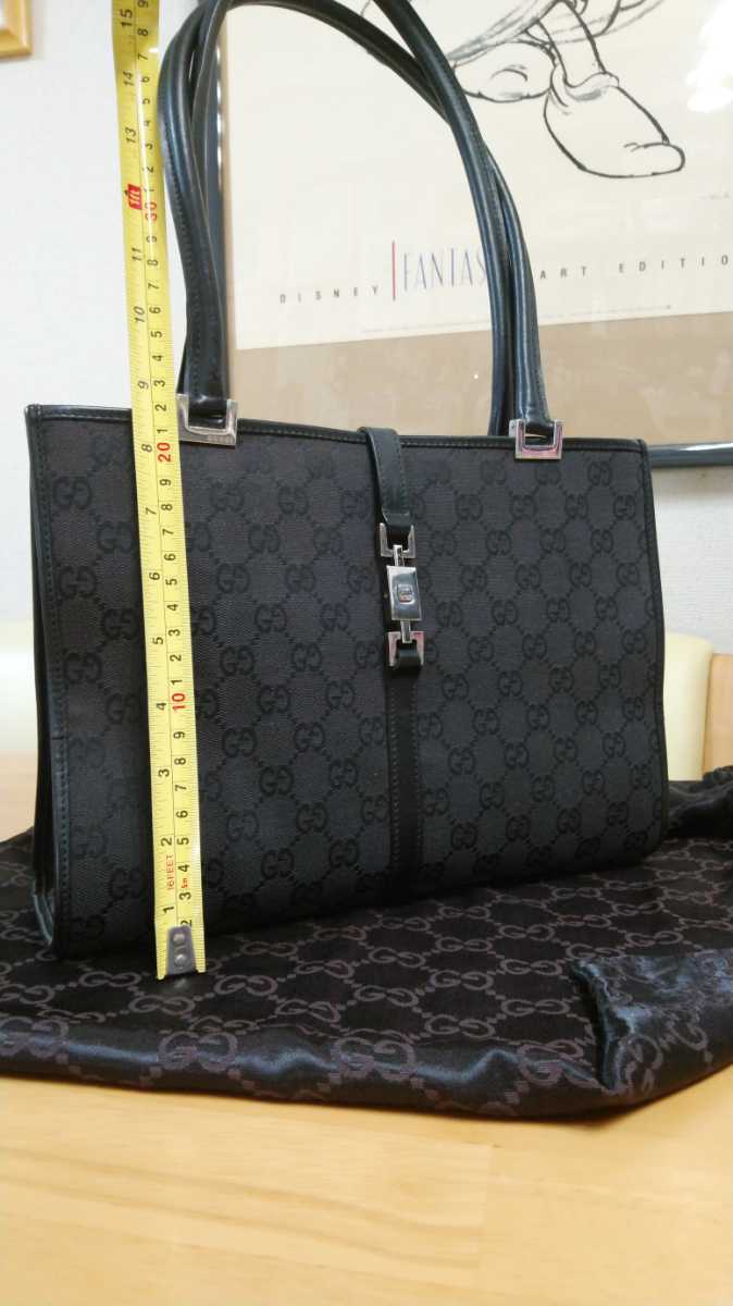 GUCCI グッチ ジャッキー トートバッグ GG柄キャンバス レザー 黒 保存