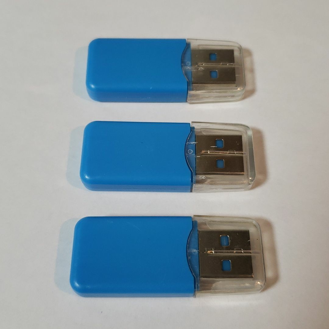 microSDカード、USB 2.0変換アダプタブルー 3個セット＋2個おまけ