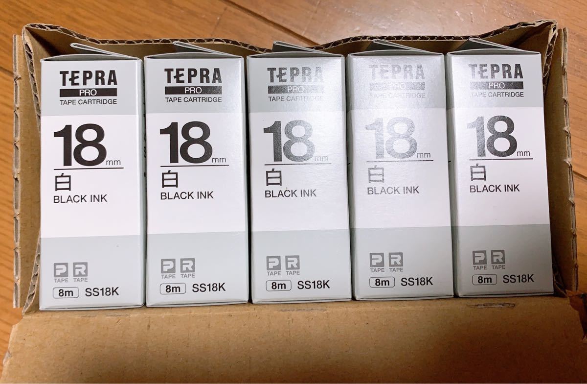 ☆最終お値下げ☆「テプラ」PROテープカートリッジ SS18K-5P 18mm 5個パック （白ラベル・黒文字）